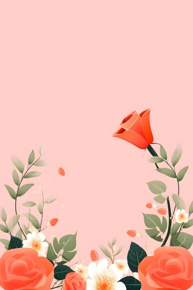 简约扁平鲜花可爱背景(2400x3600)