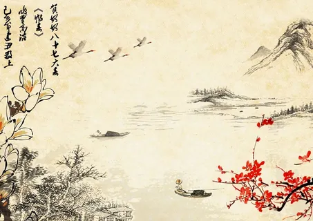 鹤画山水风景图 鹤画山水风景图