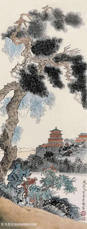 溥心畬中国画《松》 溥心畬中国画《松》