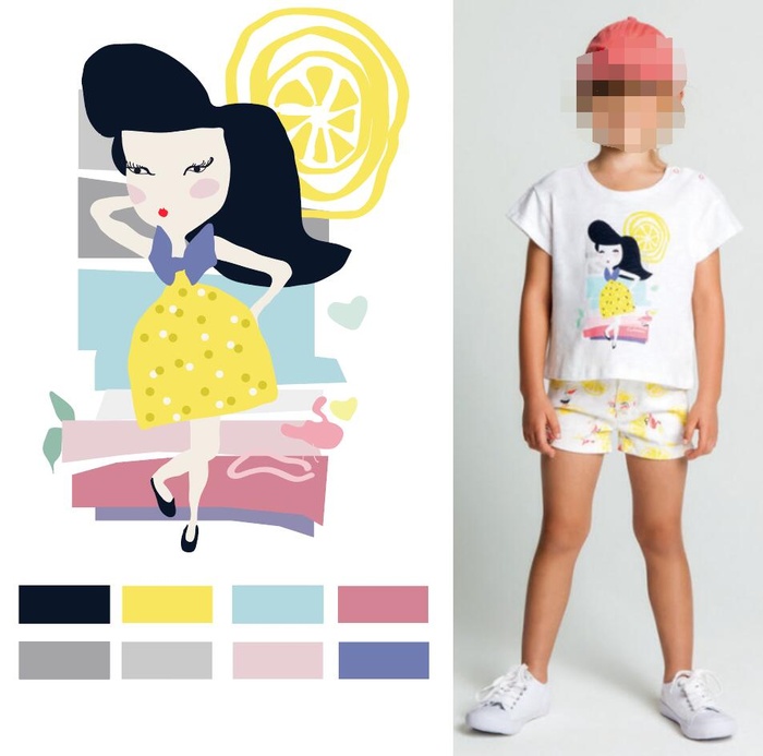 女孩图案印花图片ai矢量模版下载