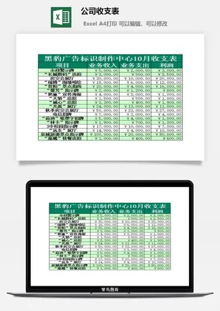 公司收支表excel模板
