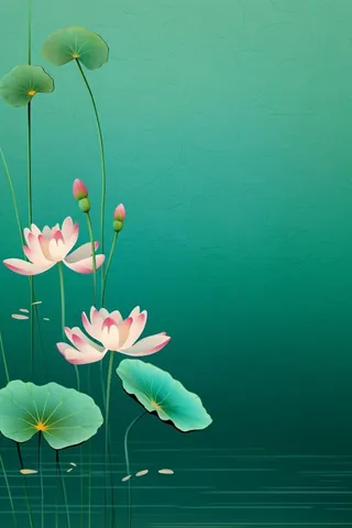 绿色高雅简约荷花国风背景