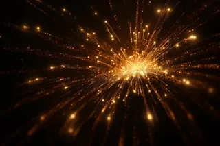 金色发光在黑色背景上爆炸明亮的闪光四射背景