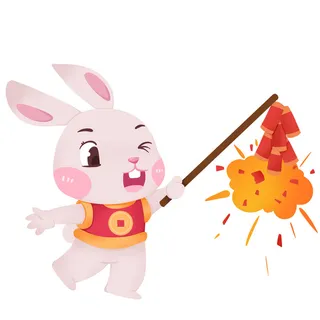 手绘2023兔年新年卡通兔子形象IP插画元素PSD设计素材png图案