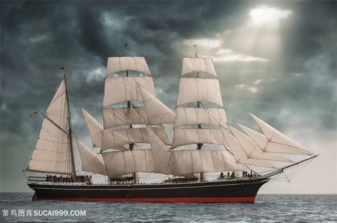 海面上行驶的帆船高清图