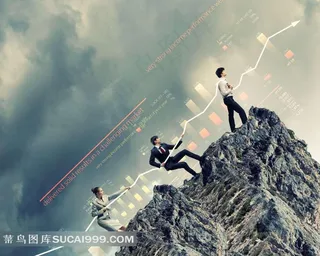 抓着业绩的向上攀登的商务团队高清图片