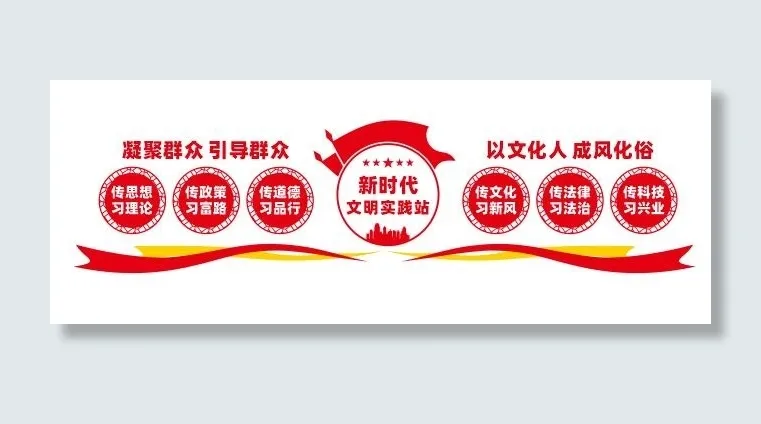 新时代文明实践中心文化墙cdr矢量模版下载