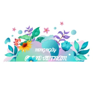 手绘妇女节水彩蓝色花卉挂画