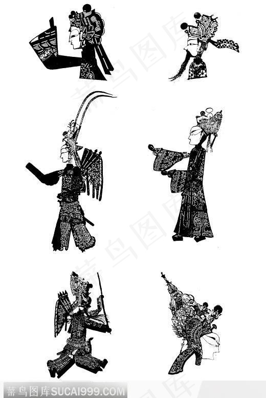 中国传统民间艺术皮影头部