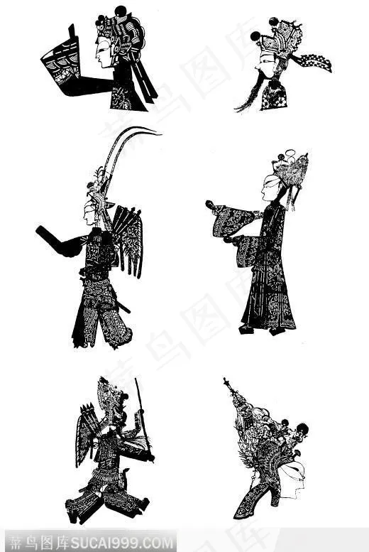 中国传统民间艺术皮影头部