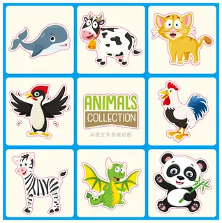 卡通动物不干胶标签贴纸