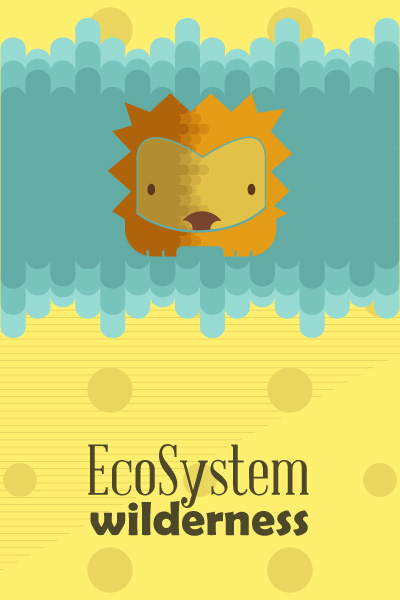 自然风景动物植物扁平矢量插画