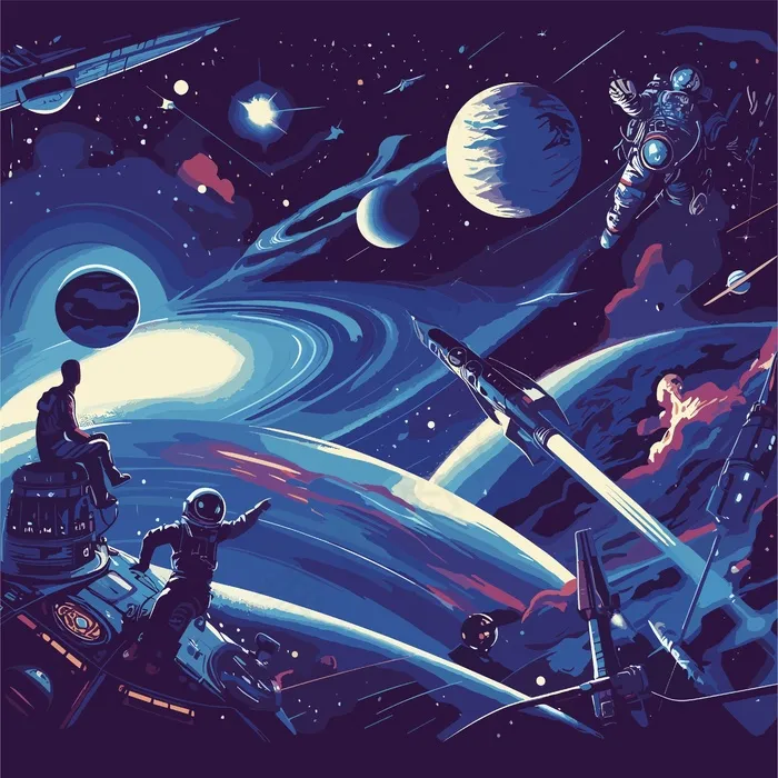 星际旅行者宇宙插画eps,ai矢量模版下载
