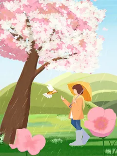 谷雨海报二十四节气插画