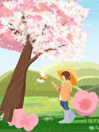 谷雨海报二十四节气插画