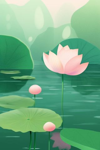 意境荷花荷叶夏日背景图