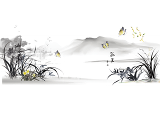 山水画素材中国风水墨画素材元素中国画