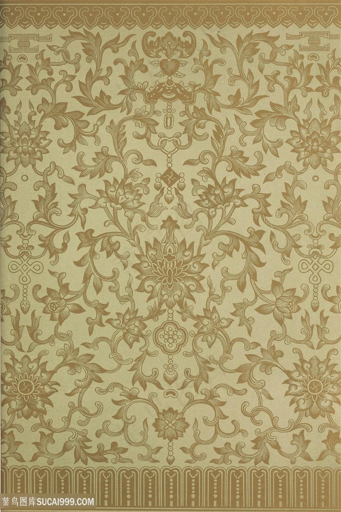 褐色植物工笔画中式传统纹样集锦中国风图片