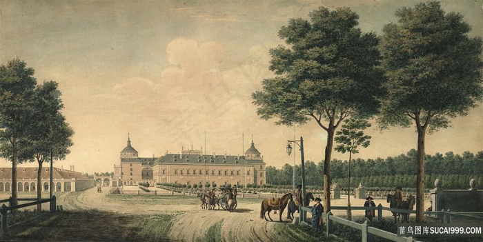 大道树欧洲建筑油画