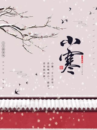 中国传统冬天小寒祝福24二十四节气节日宣传活动海报
