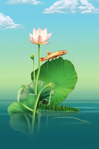 创意清新国风荷花背景图