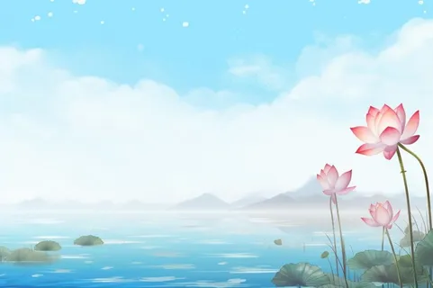 水墨大气国风荷花荷叶背景