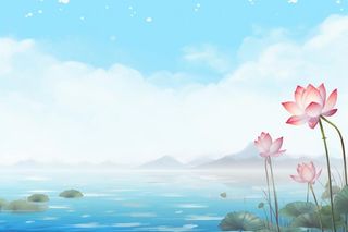 水墨大气国风荷花荷叶背景