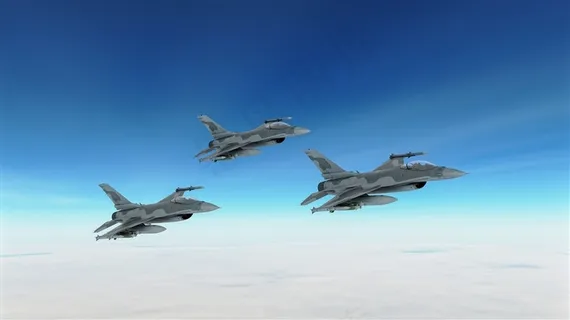 三架飞行中的军用飞机高清图片