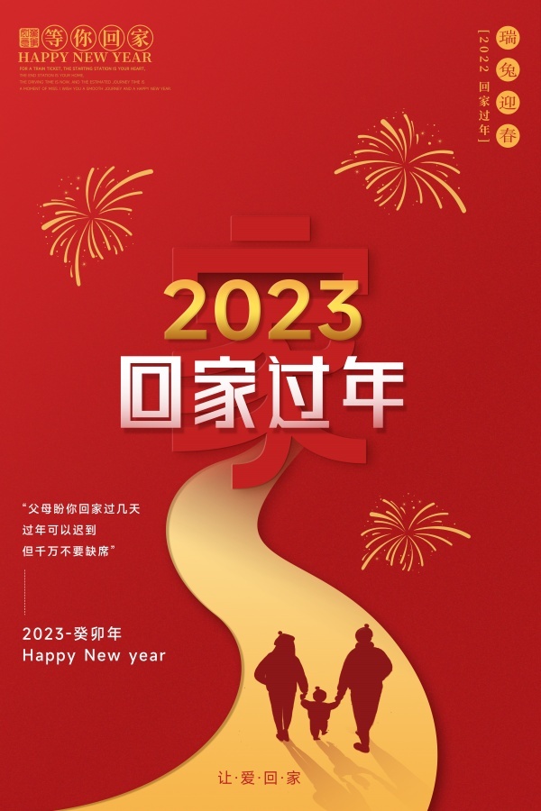 2023兔年回家过年海报