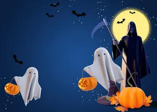 狂欢南瓜万圣节蓝色背景