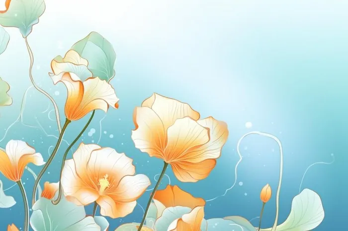 创意清新淡蓝色荷花古风背景(1344x896)