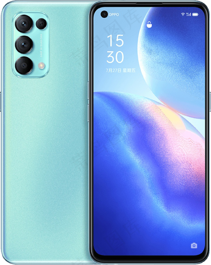 oppo reno 5k青色psd模版下载