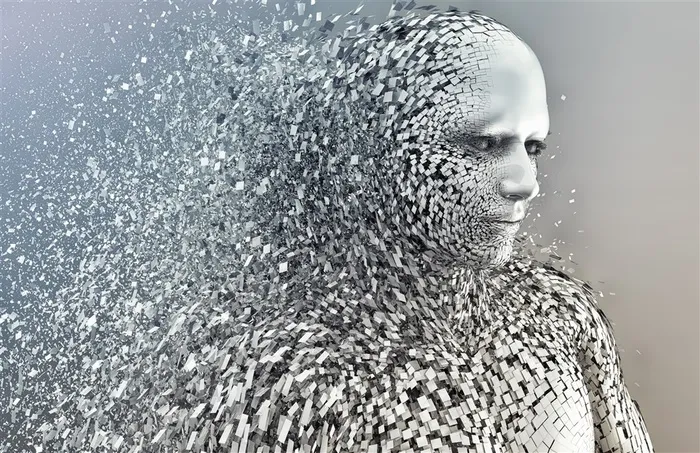 无数个白色碎片组成的机器人创意图片