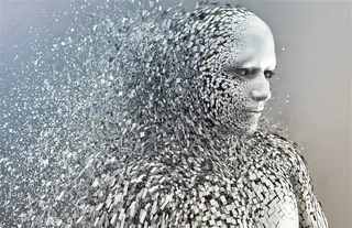 无数个白色碎片组成的机器人创意图片