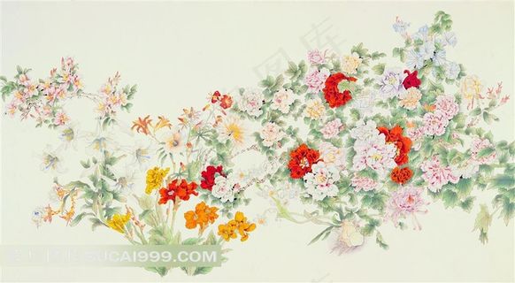 中国国画百花图