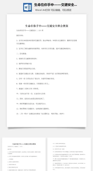 生命在你手中——交通安全班会教案