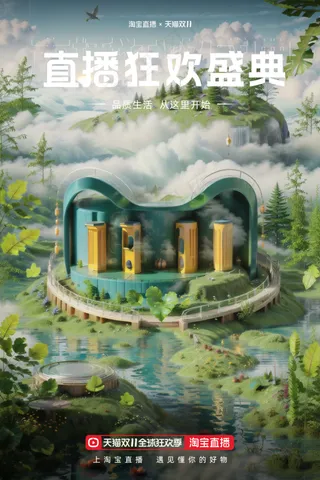 双十一天猫电商直播海报