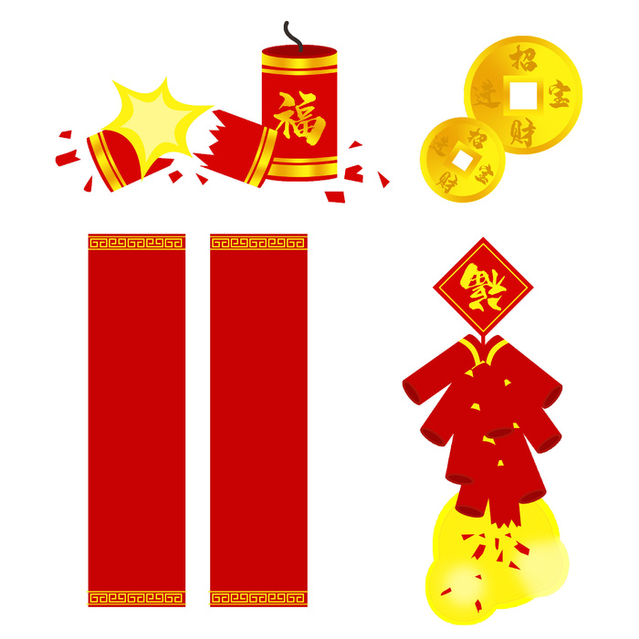 焰火对联灯笼装饰新年psd模版下载