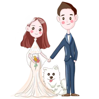 婚纱卡通人物婚礼白纱结婚婚纱摄影手绘