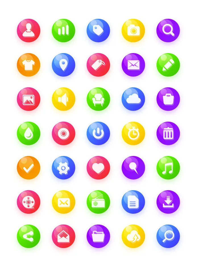 彩色icon手机线性小图标UI素材AI矢量图psd设计源文件app菜单分类