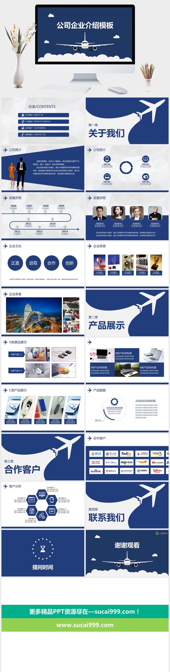 大气飞机公司企业介绍PPT模板
