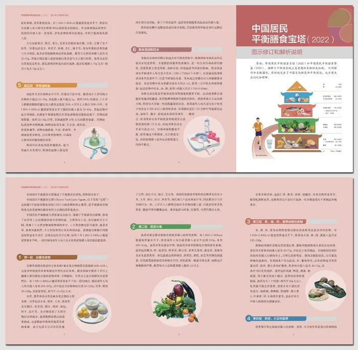 2022中国居民平衡膳食宝塔图示修订解析说明三折页cdr矢量模版下载