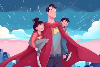 超人爸爸和孩子背景