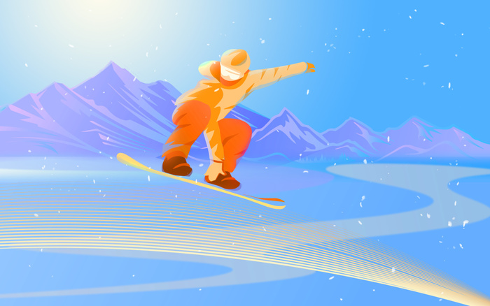 冬奥会单板滑雪插画背景psd模版下载