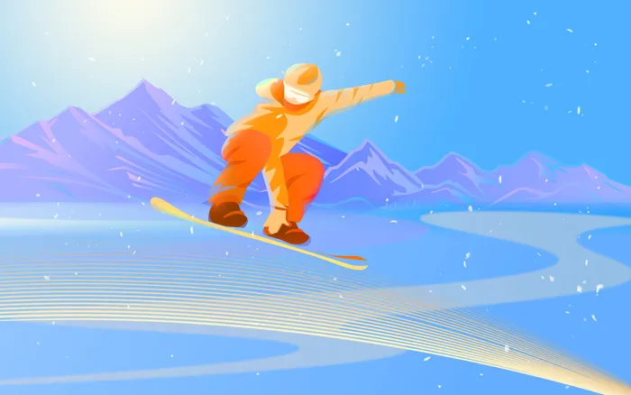 冬奥会单板滑雪插画背景psd模版下载
