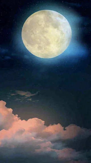 中秋节简约创意圆月月亮温馨天空，黑夜夜晚