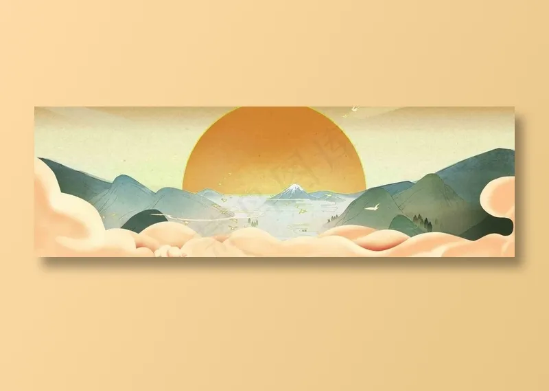 复古中国风古风国画背景素材psd模版下载