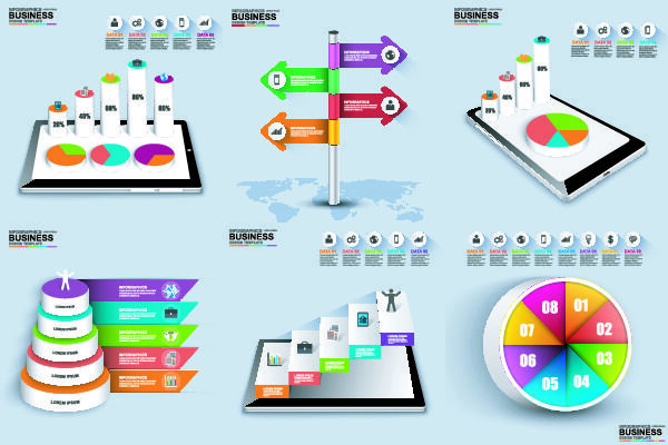 ppt素材3d数据图表模板可视化图形统计标签矢量图标模型ai源文件