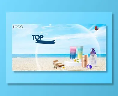 电商广告化妆品蓝色海报