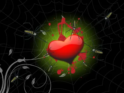 蜘蛛与红心创意卡通图片